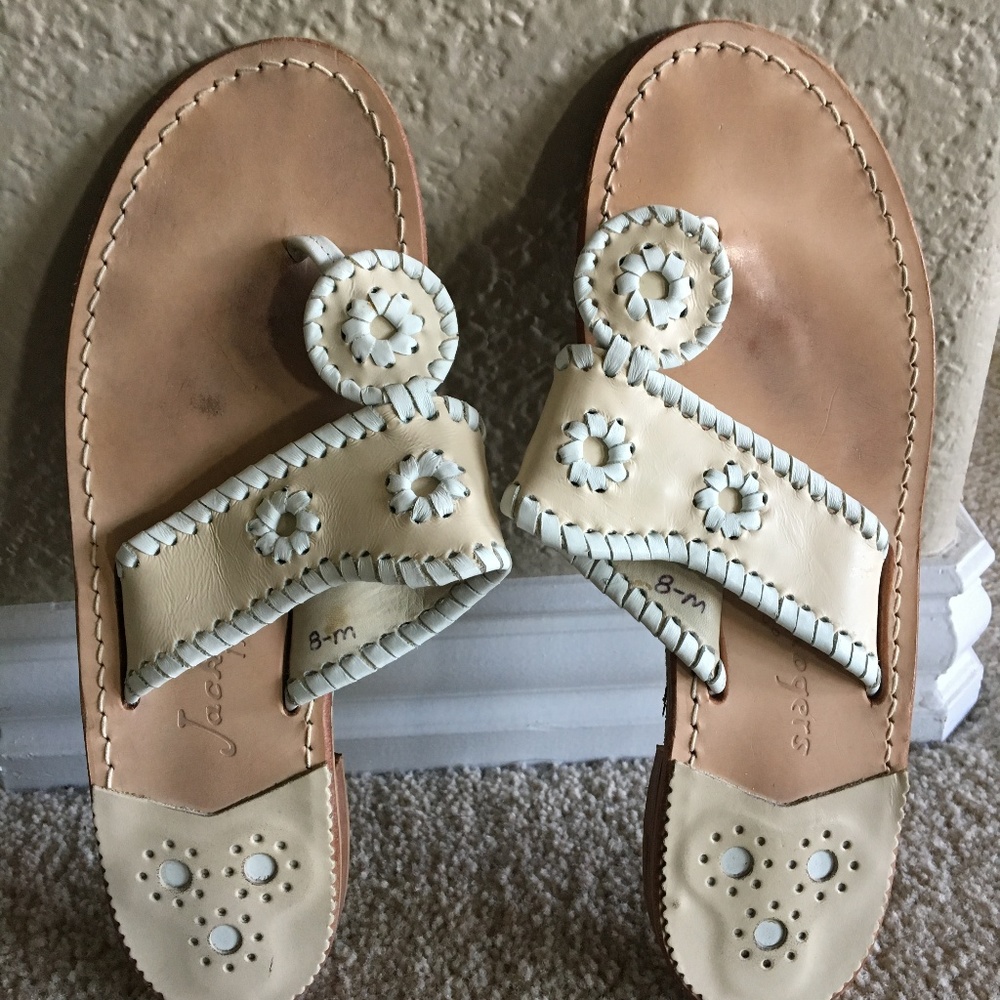 Jack Rogers Palm Beach  Sandal Bone  and White 8 m